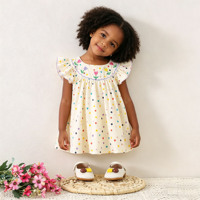 Robe à pois pour filles YZ-1551 avec broderie florale et bordure à volants