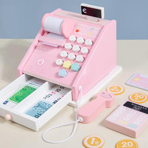 2024 nouveaux enfants Simulation rose <span class=keywords><strong>caisse</strong></span> <span class=keywords><strong>enregistreuse</strong></span> en bois jeux <span class=keywords><strong>de</strong></span> supermarché éducatifs semblant caissier jouets pour garçons filles - Product Image 6