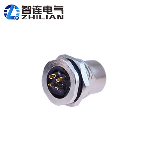 M12 Waterdichte Ip67 Schroefdraadkoppeling <span class=keywords><strong>Sensor</strong></span> 4 Pins Vrouwelijke Achterpaneel Mount Soldeer <span class=keywords><strong>Socket</strong></span> Vernikkelde Messing Zwarte O-Ring - Product Image 3