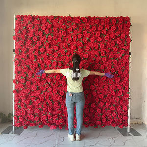 Pannello di Fiori Artificiali con Rose Rosse, Ghirlande <span class=keywords><strong>Decorative</strong></span> e Piante per Decorazioni Domestiche e Sfondi Floreali per Matrimoni - Product Image 2