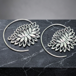 A Louts Bohemian <b>Silver</b> Spiral Handmade Brass <b>Hoop</b> <b>Earring</b> <b>Silver</b> Plated Spiral <b>Earrings</b> - Product Image 1