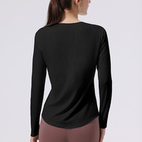 Haut de sport professionnel à manches longues pour femme, en Spandex/Polyester respirant, à quatre points de couture et six fils, idéal pour le yoga et la course à pied
