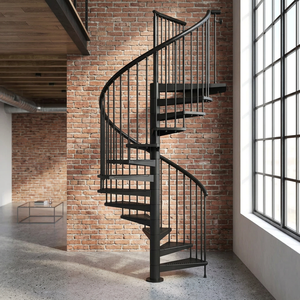Escalier en spirale en fer avec rampe métallique, design moderne, pour usage extérieur en villa, fixation par boulons, durable - Product Image 4