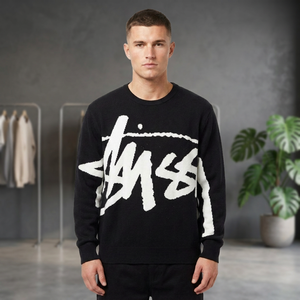 Nuevo Suéter de Punto Grueso 100% Algodón para Hombre, Estampado Gráfico Curvo, Oversize, Manga Larga, Suave y Transpirable - Product Image 2