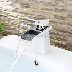 New high quality white color brass wash hand basin waterfall taps and mixers