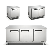 Congélateur sous comptoir de style américain à 2 portes, 60 pouces, pour équipement de cuisine et design de comptoir de restaurant