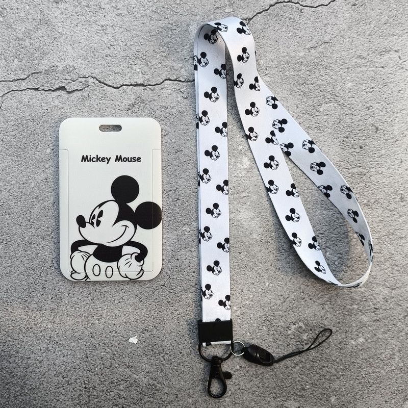 Lovely Cartoon Mickey Minnie Lanyards Card Holder Promotional Gift ID Badge Plastic Card Case Student Anti-Lost Lanyard Custom Image 5