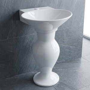 Lavabo sur pied Vistaar en céramique, forme carrée, pour salle de bain - Product Image 6