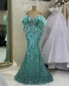 <span class=keywords><strong>Robe</strong></span> de bal sirène luxueuse Aso Ebi avec cristaux et sequins, en dentelle, pour soirée formelle, deuxième réception, anniversaire - Product Image 1