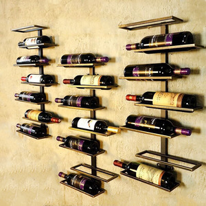 European Retro Wrought Iron Wine <b>Rack</b> 10 19 Bottle <b>Wall</b> Mount Display Industrial Style Decorative <b>Storage</b> - Product Image 1