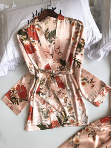 3PCS Women Pajamas Set <strong>Lady</strong> Emulation <strong>Silk</strong> <strong>Pyjama</strong> Sets Flower Sleepwear Female Leopard Satin Homewear With Removable Padded - Product Image 3