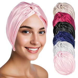 Bonnet de <span class=keywords><strong>nuit</strong></span> en <span class=keywords><strong>satin</strong></span> de soie coloré, véritable <span class=keywords><strong>satin</strong></span> croisé à plusieurs couches avec logo, accessoires, <span class=keywords><strong>turban</strong></span> en <span class=keywords><strong>satin</strong></span> pour femmes, bonnets indiens - Product Image 1