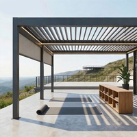 Structure d'ombrage extérieure pour piscine, chaises longues, espace de bain de soleil, structure en aluminium, tissu de protection solaire, auvent rétractable motorisé