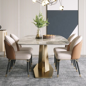 Bàn ăn hiện đại Bàn ăn bằng đá cẩm thạch sang trọng nhẹ nhàng kiểu Bắc Âu Bàn ăn và ghế gia đình bằng đá phiến tối giản kiểu Ý - Product Image 6