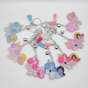 Creative Diamond Cartoon <b>Keyring</b> Multi-colored <b>Unicorn</b> Keychain Cute Bling Crystal Rhinestone Pendant Keychain - Product Image 1