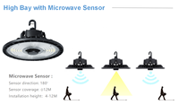 5 ans de garantie UFO High Bay Light avec Dialux Evo Service de mise en page entrepôt lumières LED avec capteur de mouvement micro-ondes