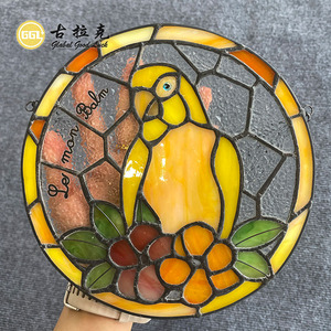 Parrot Glass Craft Art for Home and Hotel Wall Decoration