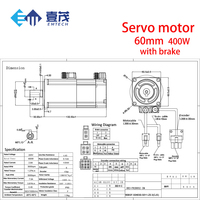 Kit Moteur Servo AC EMTECH 60mm et Driver 400W 1.27Nm 3000RPM 220V, Ensemble Moteur Servo Brushless pour Routeur CNC
