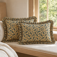 Housse de coussin en coton à volants, imprimé floral vert sauge, style ferme, pour chambre, canapé, décoration intérieure, vente en gros