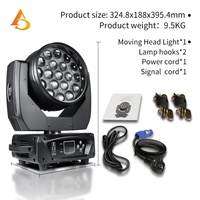 Projecteur professionnel à tête mobile 19x15W avec zoom, lumière LED multicolore effet Bee Eye pour scène