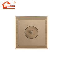 Prise satellite murale standard britannique 86mm*86mm, style simple doré, panneau en acier inoxydable, sortie basse tension pour prises SATV, certifiée CE