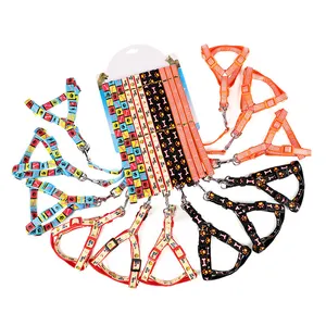 Competitive Price Pet Colorful Knit Chest Braces Dog Chain Dog Rope Walking Dog Leash Collar Set
