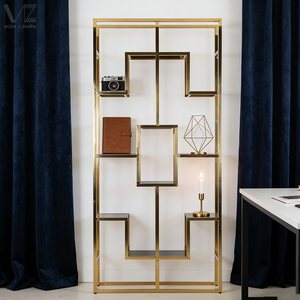 Meubles de bibliothèque modernes et luxueux pour la maison, le salon, le présentoir, en acier doré, la bibliothèque et le métal. - Product Image 2