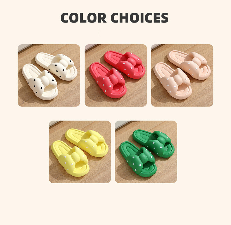 Summer Home EVA Slippers Bathroom Non-slip Thick Bottoming Cute Girls Bow Slides Sandals