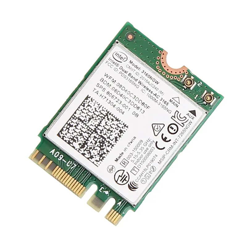 Dual Band 2.4G/5Ghz 433Mbps Wireless-AC Intel 3165 NGFF 802.11ac WiFi 3165NGW M.2 WLAN Card + BT 4.0 Network Mini Adapter