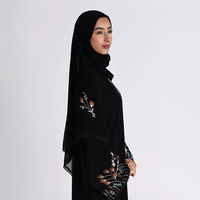 Collection Ramadan Aïd : Kimono Abaya Premium Brodé Décontracté Respirant à Manches Ouvertes, Noir Personnalisé avec Hijab Assorti Inclus