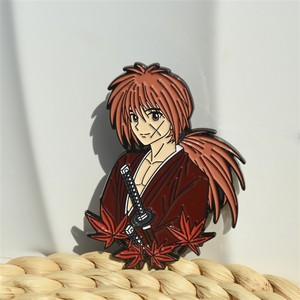 6CM Imitation Enamel Brooch Anime Pin Button Badge <strong>Kenshin</strong> Himura Stationery Jewelry Decoration Alloy Crafts - Product Image 1