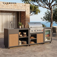 Module de cuisine BBQ extérieur, armoires réfrigérées de patio, ensemble de cuisine commerciale moderne en aluminium pour barbecue et pizza, idéal pour l'extérieur