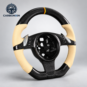 พวงมาลัยหนังแท้คาร์บอนไฟเบอร์แบบสปอร์ตสำหรับ Porsche 911 987 997 970 987 958 981 Macan Cayenne Cayman {ไม่มีถุงลมนิรภัย} - Product Image 2