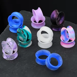 Tappi per tunnel auricolari Set di Piercing svasati cavi duri/morbidi in Silicone auricolari Expander per barella gioiello per Piercing