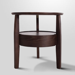 Mesita de Noche para Dormitorio Pequeño, Diseño Moderno y Sencillo, Mesa Auxiliar de Madera Maciza con Estilo Minimalista, Mesa Redonda Italiana para Cama - Product Image 4