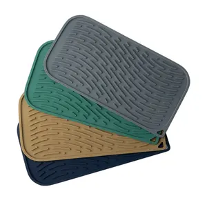 Coaster retangular sustentável impermeável resistente ao calor eco amigável drenagem água silicone copo mat silicone prato pad