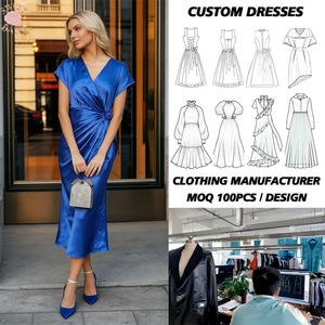 Robe midi élégante en satin à col en V avec manches courtes et ceinture à nouer, coupe fourreau, idéale pour les occasions festives, sur mesure - Product Image 1