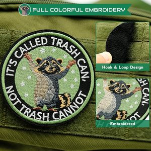 It's Called Trash Can Not Trash Cannot Patch 3 Inch Round Embroidered Funny <b>Animal</b> Applique For Bags - Product Image 4