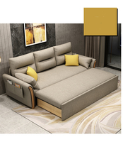 Sofá Cama Multifuncional para Sala de Estar, Económico, Plegable, Doble, Retráctil, Individual, con Banco para Sentarse, de Madera Maciza