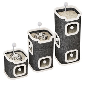 Huisdierenmeubels kattenvilla boomhol nest huis bed één twee verdiepingen sisal kattenboom krabplank toren voor katten - Product Image 1