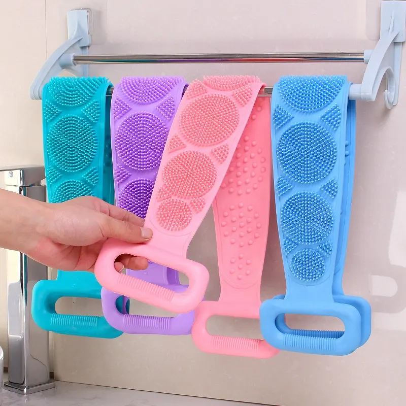 Double Sided Skin Scrubber Gel Silicone Rubbing Belt Back Clean Men and Women Bath Brushes Sponges & Scrubbers