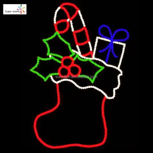 Lumières LED, décorations de Noël 2D et 3D, chaussettes de Noël, bottes du Père Noël, chaussures de Noël, décorations lumineuses du Nouvel An - Product Image 1