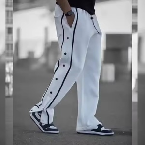 Joggers en molleton pour hommes, style hip-hop, design personnalisé, haute qualité, grammage lourd, avec boutons latéraux, double fente à la cheville, cordon de serrage, coupe ample - Product Image 3