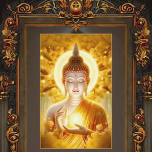 Qualidade Crystal <span class=keywords><strong>Buddha</strong></span> Canvas Impressão artística Cartaz Golden <span class=keywords><strong>Buddha</strong></span> Wall Hanging Decor Pintura a óleo Medium Frame Home Decor - Product Image 4