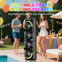 Altavoces Portátiles Dobles de 8 Pulgadas*4 para Fiestas, Iluminación LED RGB, USB, FM, AUX, TWS, Funciones de Karaoke para Exteriores, Gran Potencia