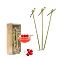 Brochettes en bambou vert naturel nouées avec long manche, qualité alimentaire, style coréen, pour grillades au charbon de bois, fournitures de fête en gros