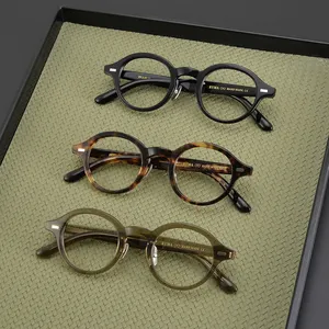 Marco de anteojos gruesos de acetato redondo de alta calidad 5806 diseñador de marca hombres mujeres marcos de gafas Retro óptico