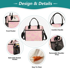 Bolsa de Almuerzo de Poliéster Rosa Hawaiano con Impresión Personalizada de Gran Capacidad, Cómoda de Llevar y Reutilizable - Product Image 3