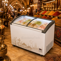 Congélateur à glace commercial 720L avec couvercle coulissant en verre, refroidissement direct, serrure de porte, congélateur horizontal pour restaurant