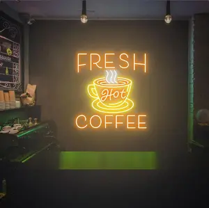 Letrero de neón personalizado con logotipo de tienda, letrero de neón con precio bajo, letreros de luz de neón Led para decoración de pared, cafetería